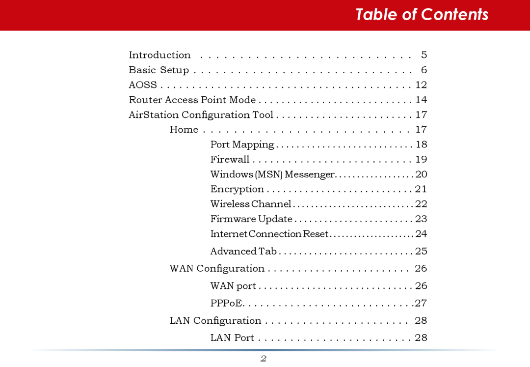 Buffalo Technology WHR-HP-G54 user manual Table of Contents 