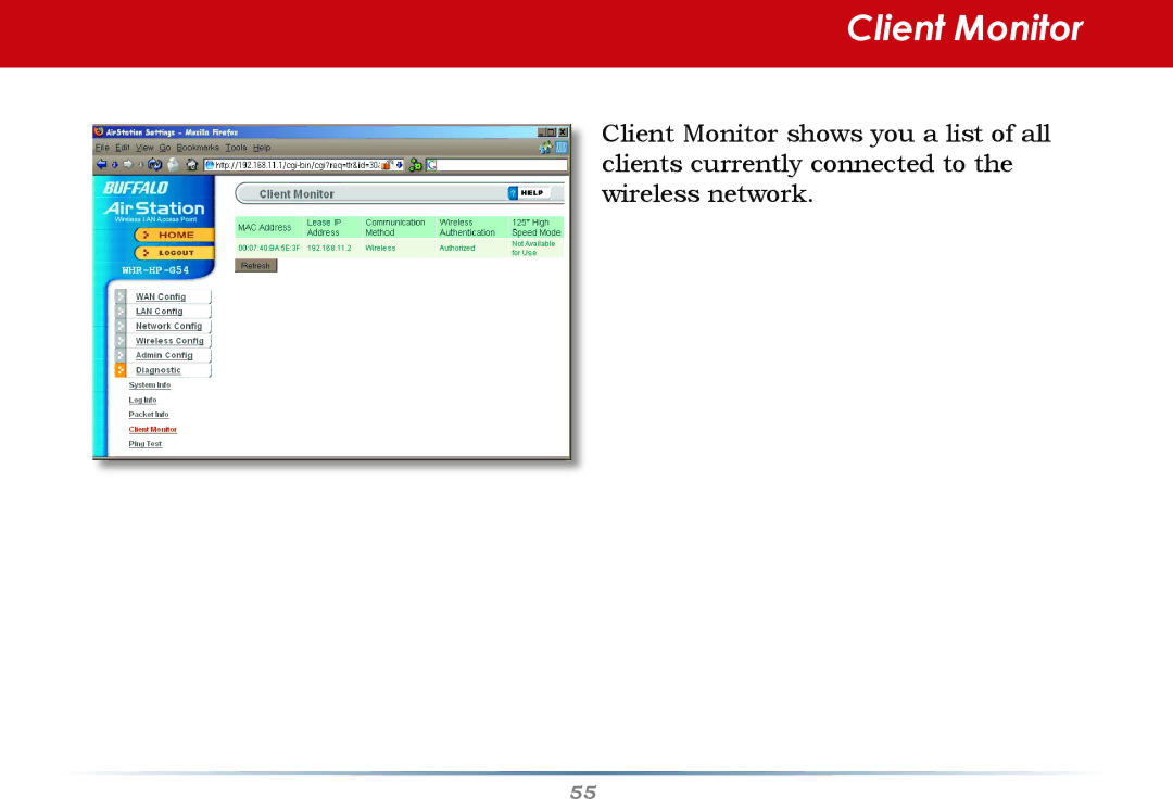 Buffalo Technology WHR-HP-G54 user manual Client Monitor 