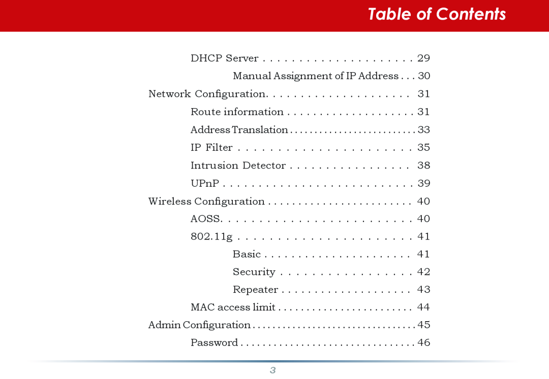 Buffalo Technology WHR-HP-G54 user manual Table of Contents 