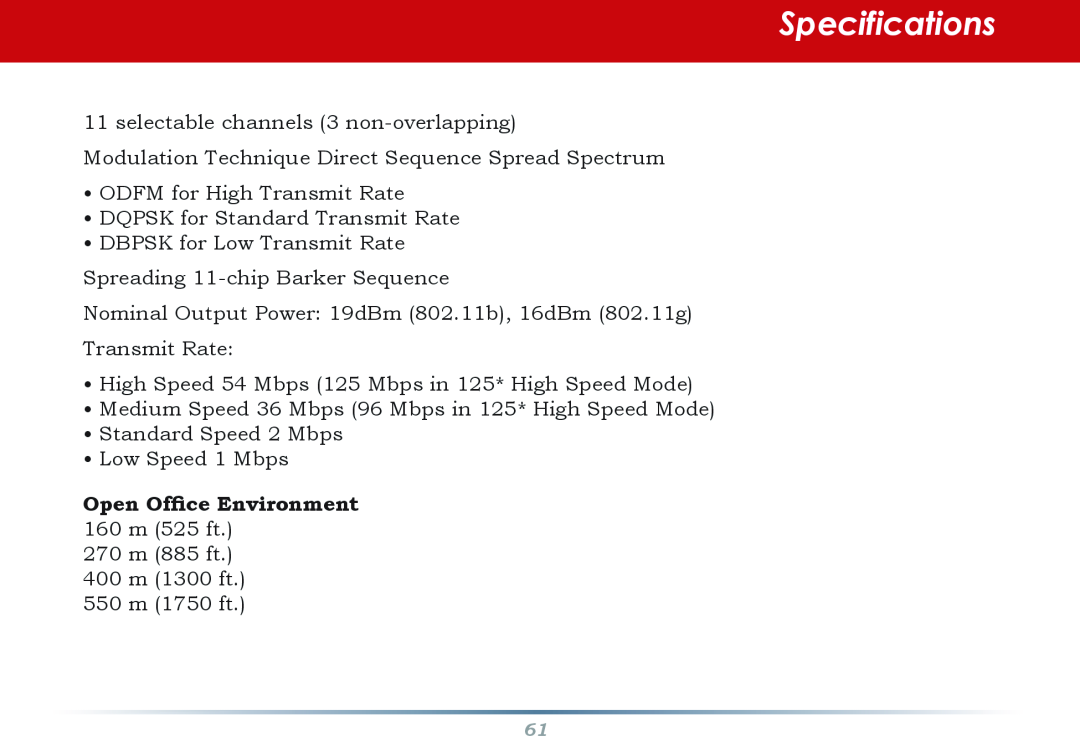 Buffalo Technology WHR-HP-G54 user manual Specifications, selectable channels 3 non-overlapping 