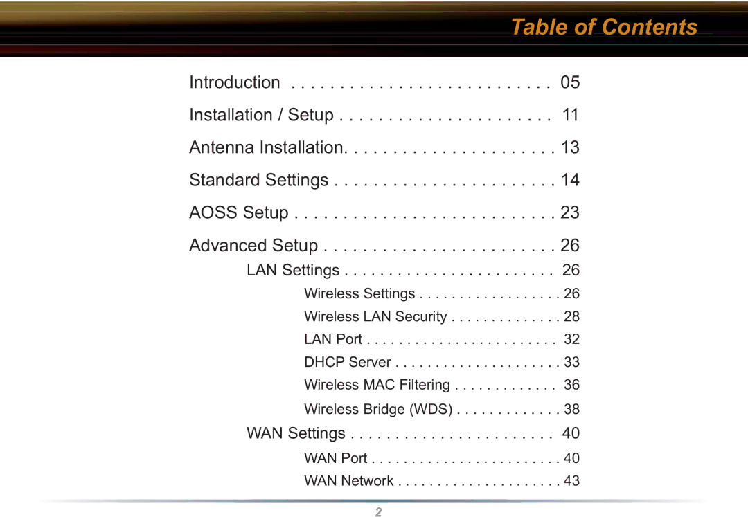 Buffalo Technology WHR3-G54 user manual Table of Contents 