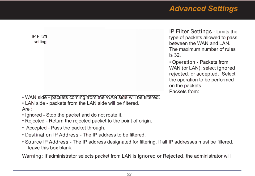 Buffalo Technology WHR3-G54 user manual IP Filter Setting 