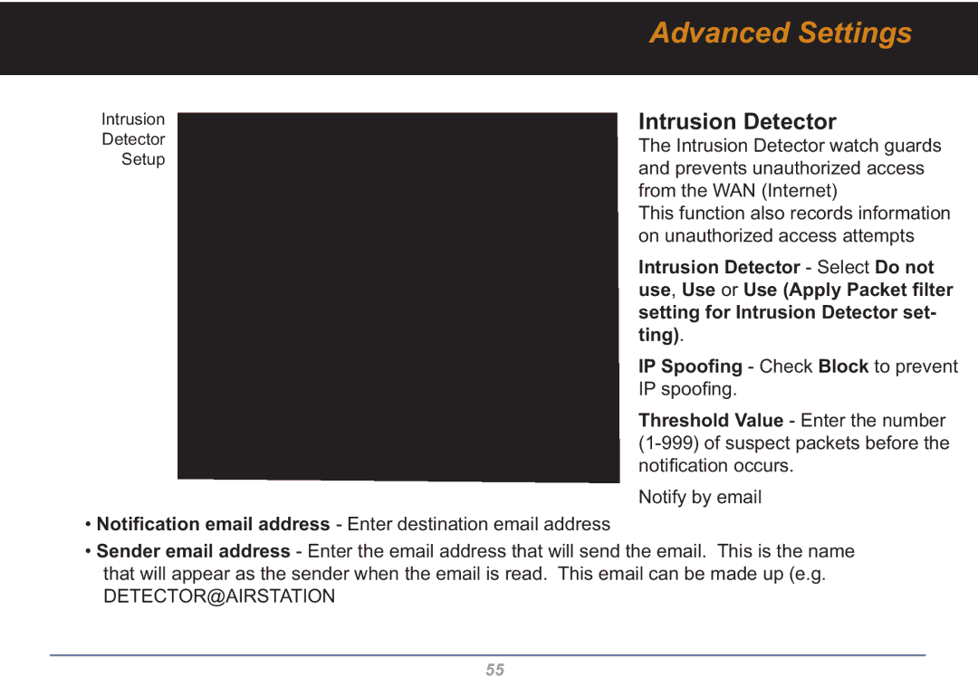 Buffalo Technology WHR3-G54 user manual Intrusion Detector, Detector@Airstation 