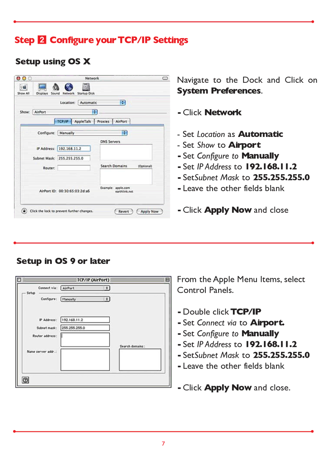 Buffalo Technology WLA-G54 setup guide Step Configure yourTCP/IP Settings, System Preferences Click Network 