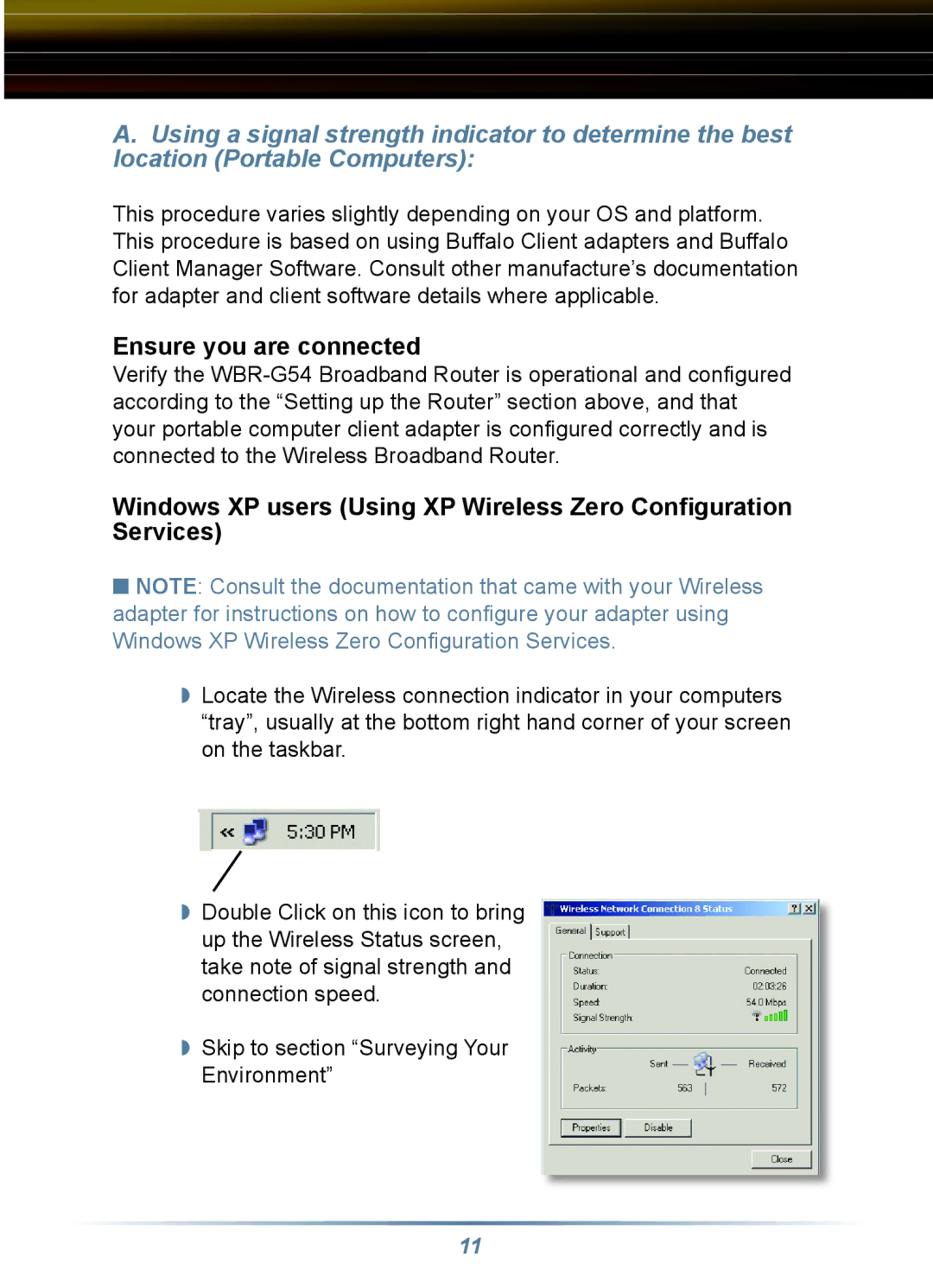 Buffalo Technology WRB-G54K, WLA-G54C manual Ensure you are connected 