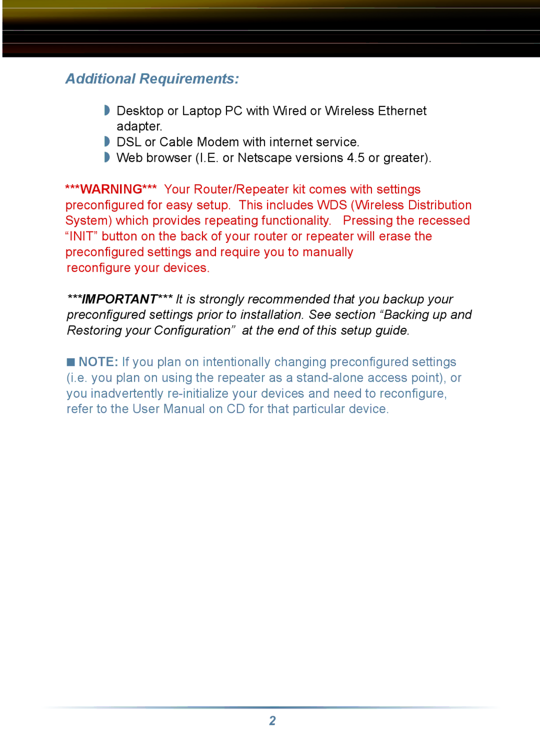 Buffalo Technology WLA-G54C, WRB-G54K manual Additional Requirements 