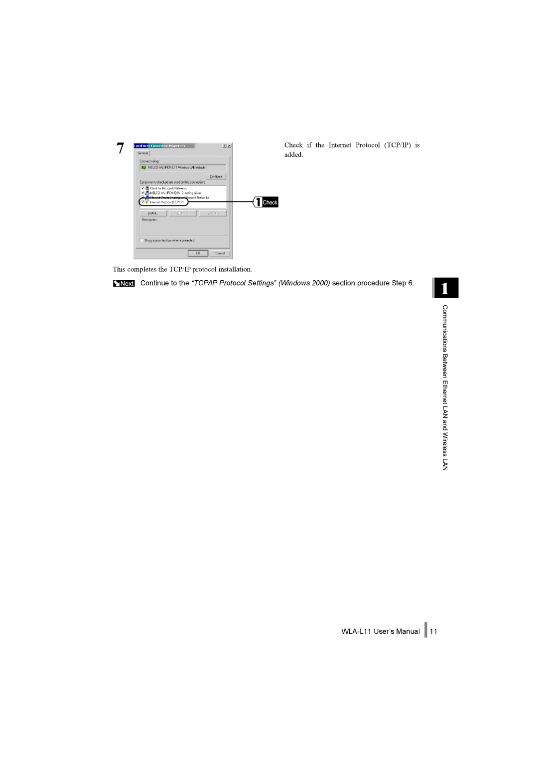 Buffalo Technology WLA-L11 specifications Check if the Internet Protocol TCP/IP is 