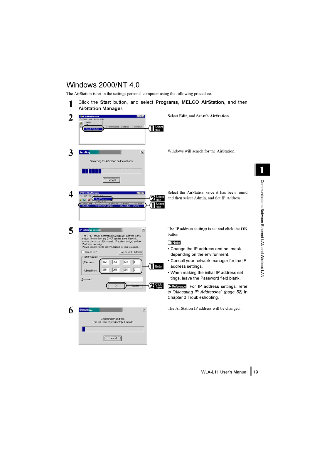 Buffalo Technology WLA-L11 specifications Windows 2000/NT, Select Edit, and Search AirStation 