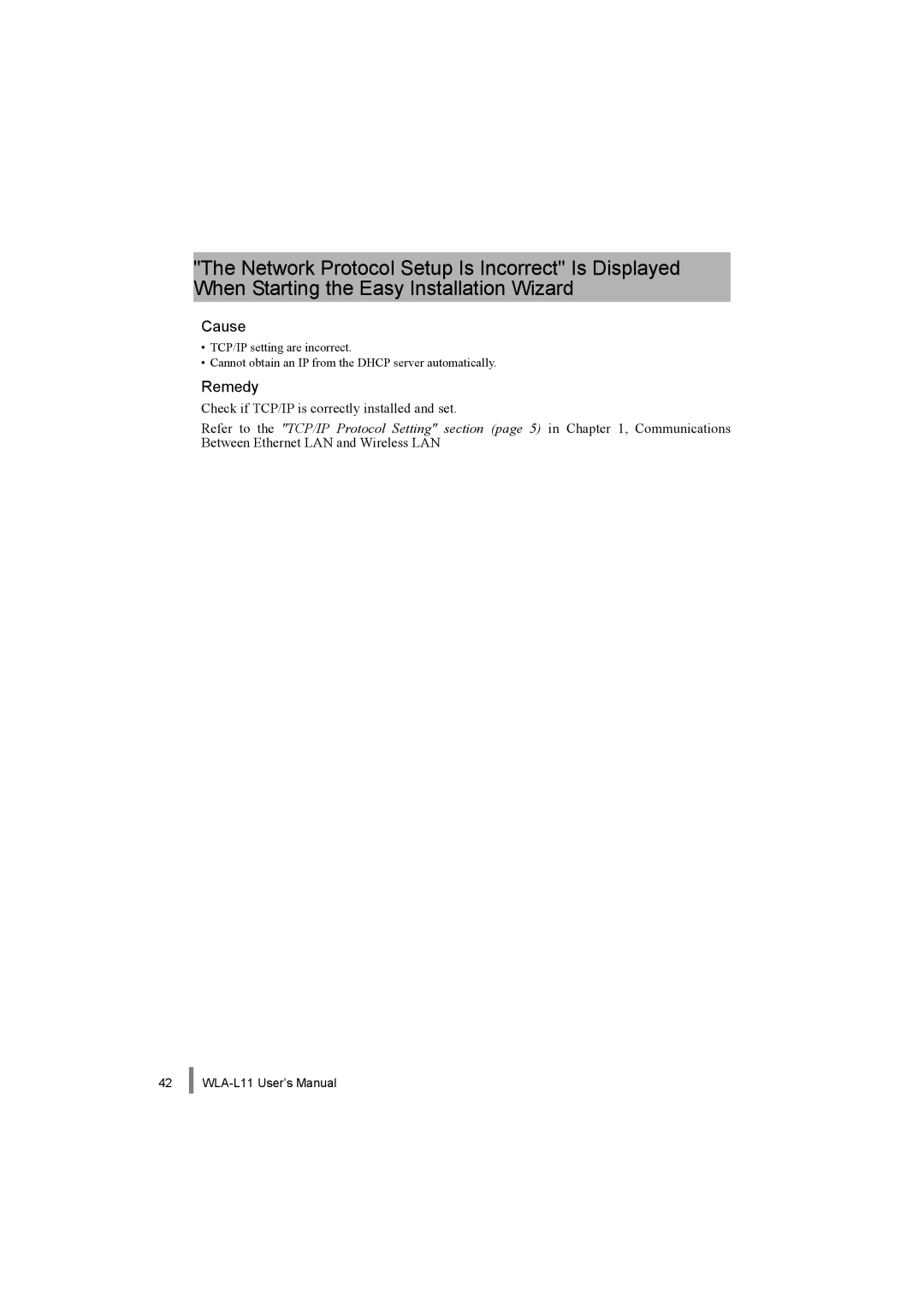 Buffalo Technology WLA-L11 specifications Check if TCP/IP is correctly installed and set 