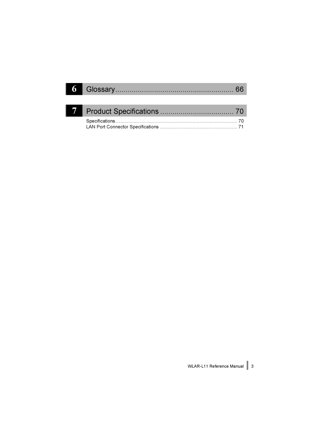 Buffalo Technology WLA-L11 specifications Glossary Product Specifications, Specifications LAN Port Connector Specifications 