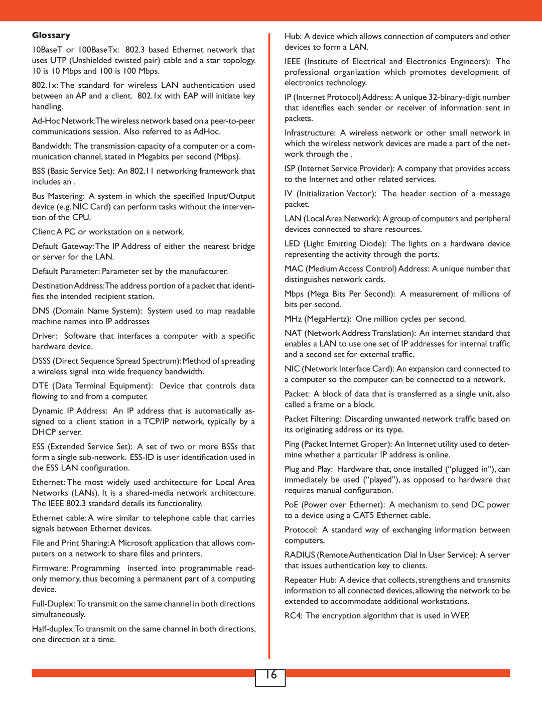 Buffalo Technology WLA2-G54 user manual Glossary 