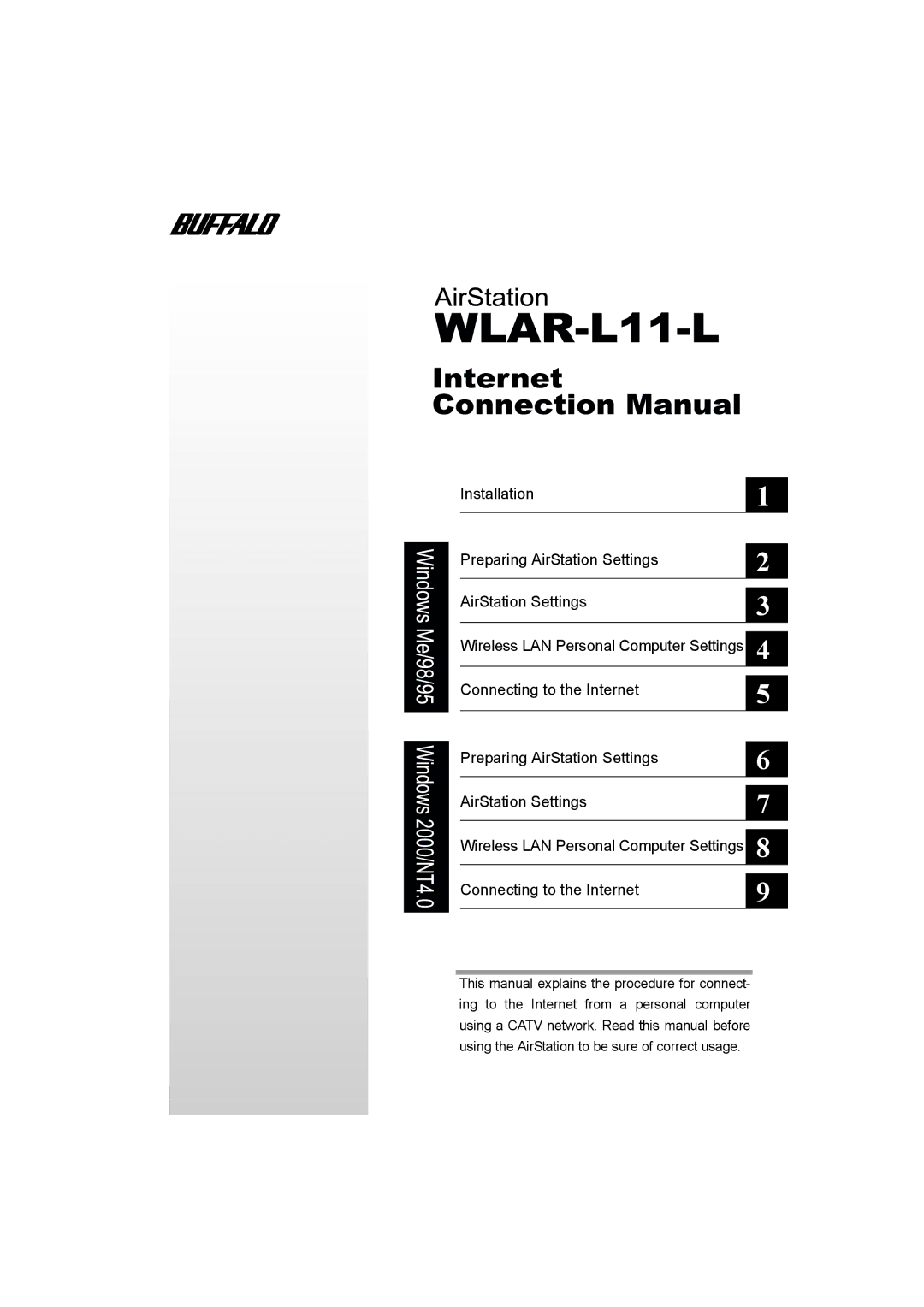 Buffalo Technology WLAR-L11-L manual Installation Preparing AirStation Settings 