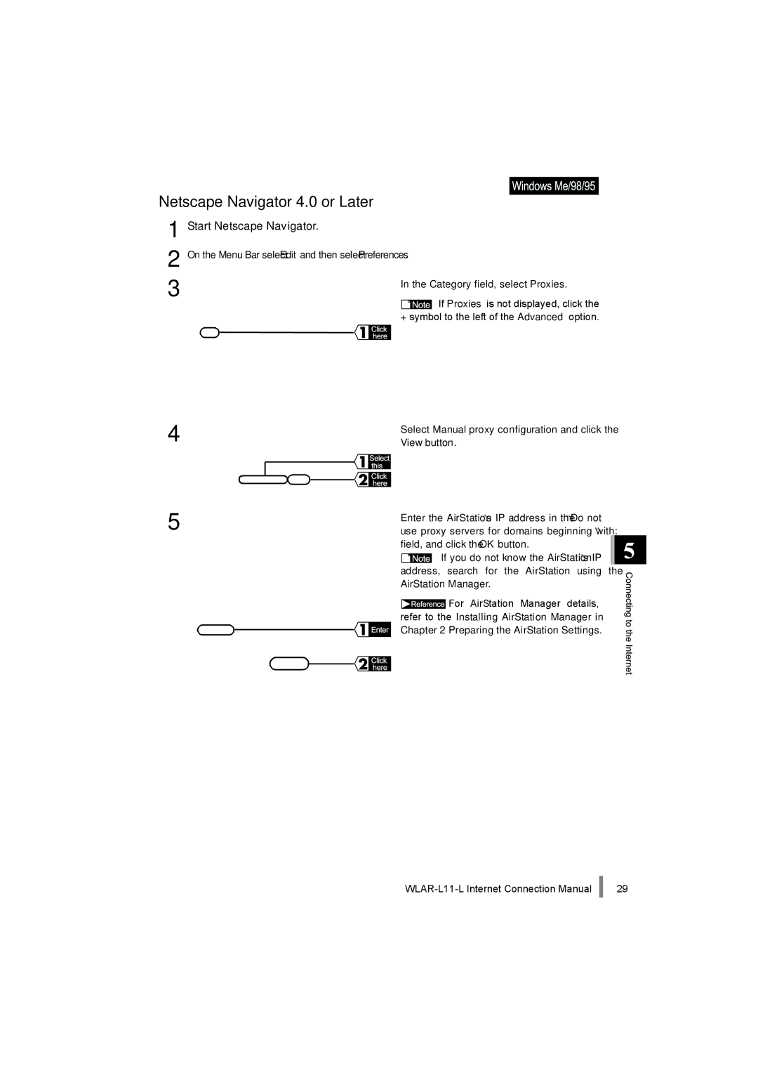 Buffalo Technology WLAR-L11-L manual Netscape Navigator 4.0 or Later, Start Netscape Navigator 