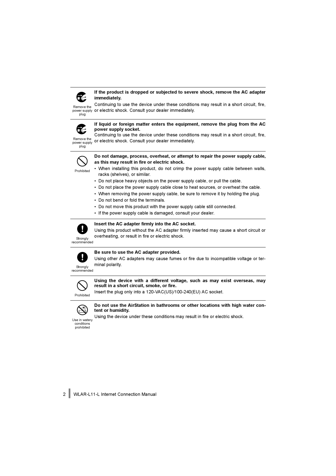 Buffalo Technology WLAR-L11-L manual Prohibited 