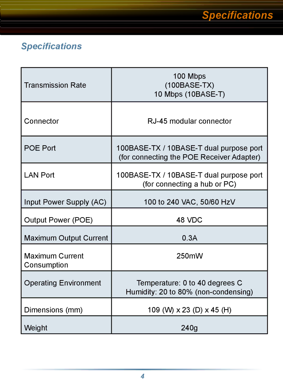 Buffalo Technology WLE-POE-S specifications Specifications 