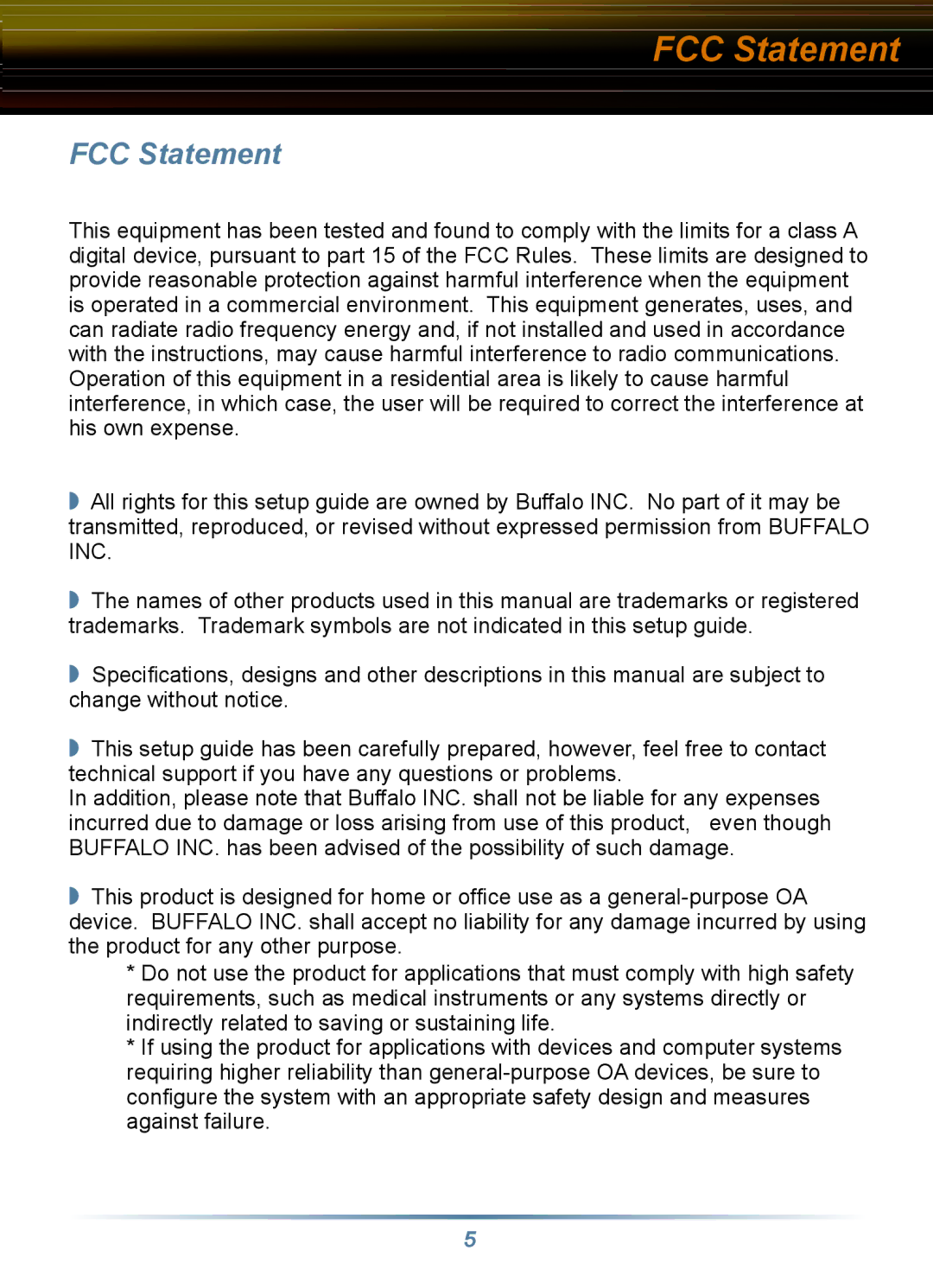 Buffalo Technology WLE-POE-S specifications FCC Statement 