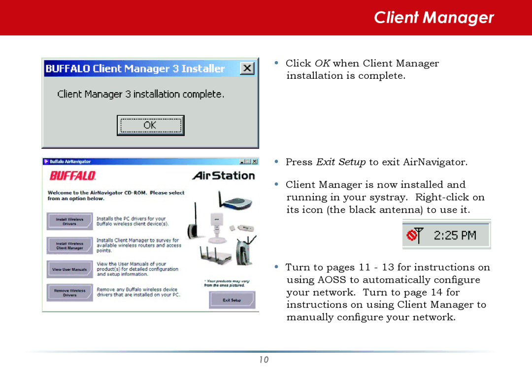 Buffalo Technology WLI-CB-AG108HP user manual Client Manager 