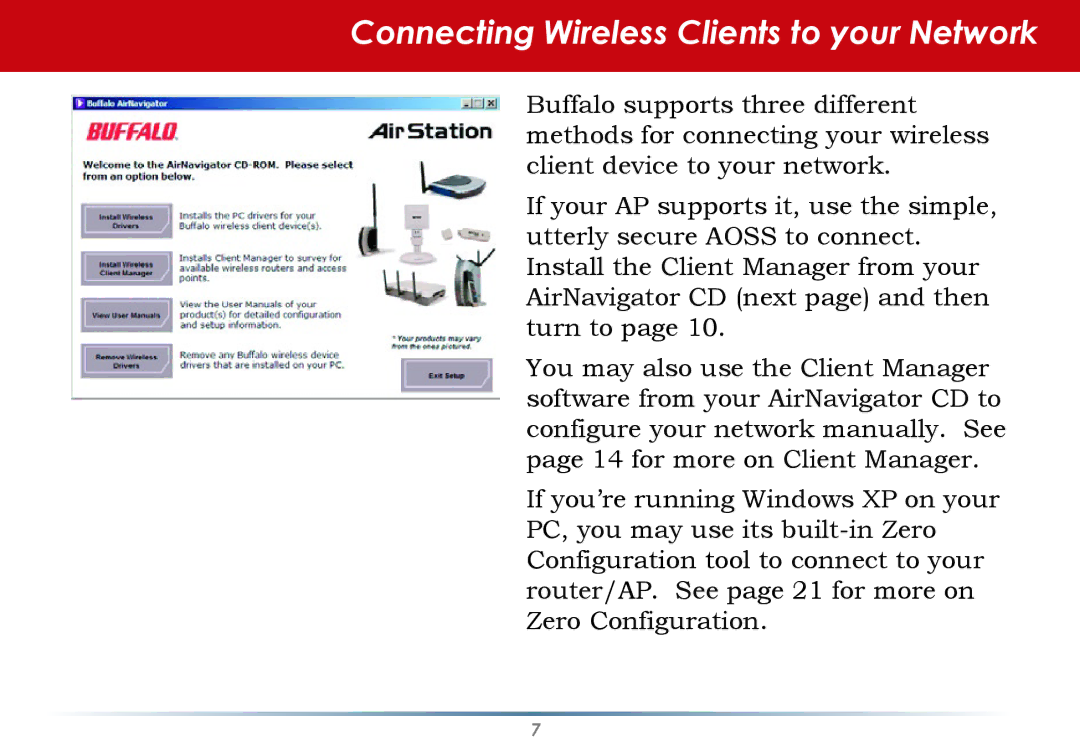 Buffalo Technology WLI-CB-AG108HP user manual Connecting Wireless Clients to your Network 