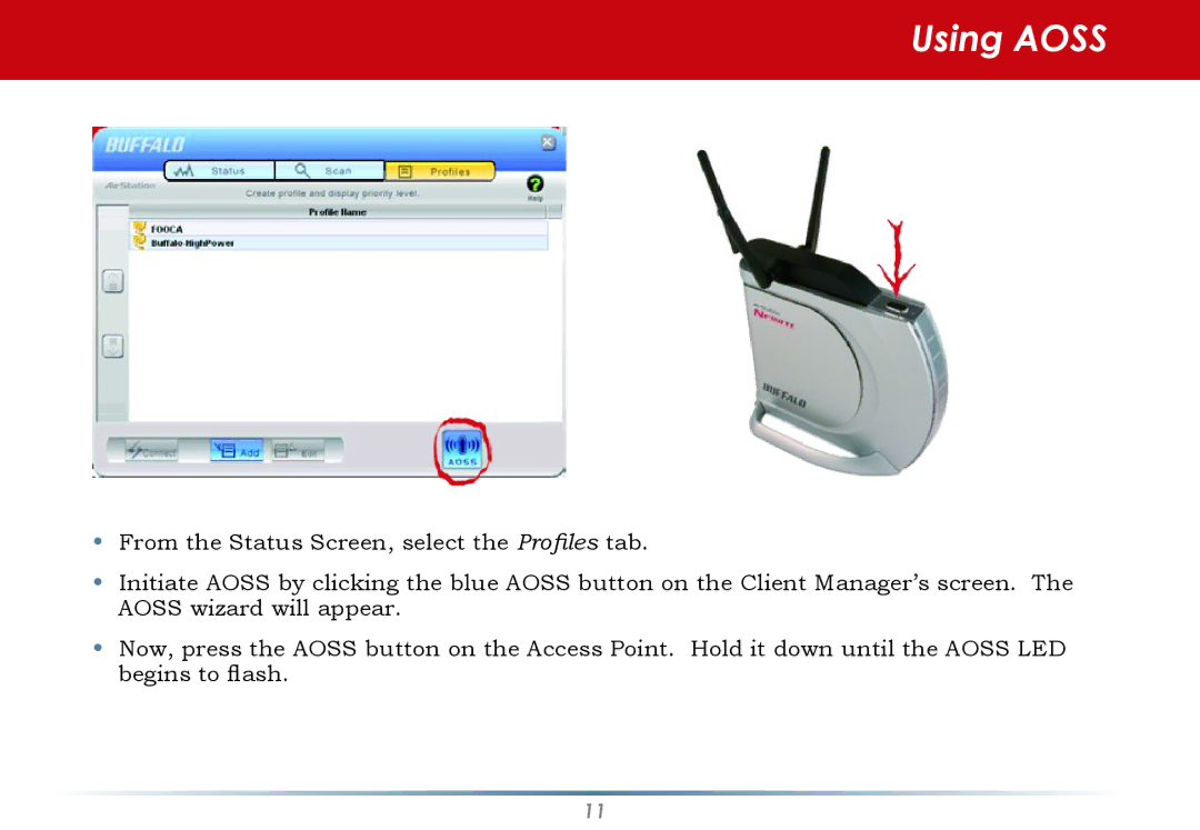 Buffalo Technology WLI-CB-AG300NH user manual Using Aoss 