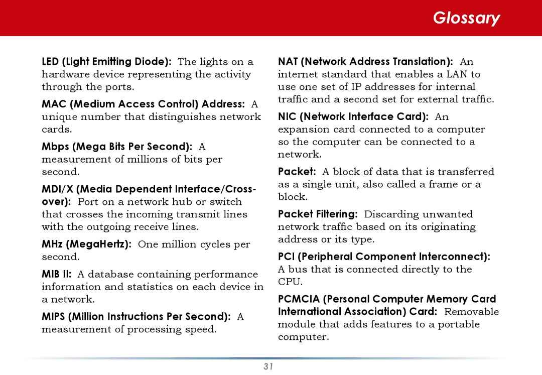 Buffalo Technology WLI-CB-AG300NH user manual Glossary 