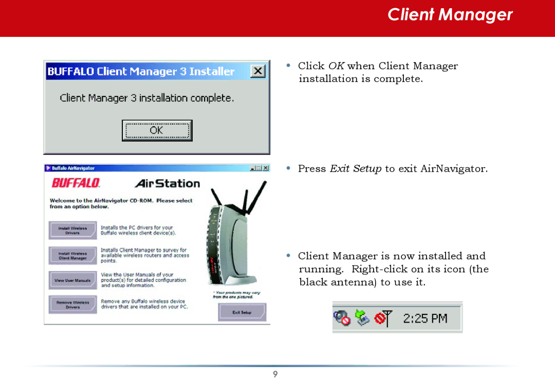 Buffalo Technology WLI-CB-AG300NH user manual Client Manager 