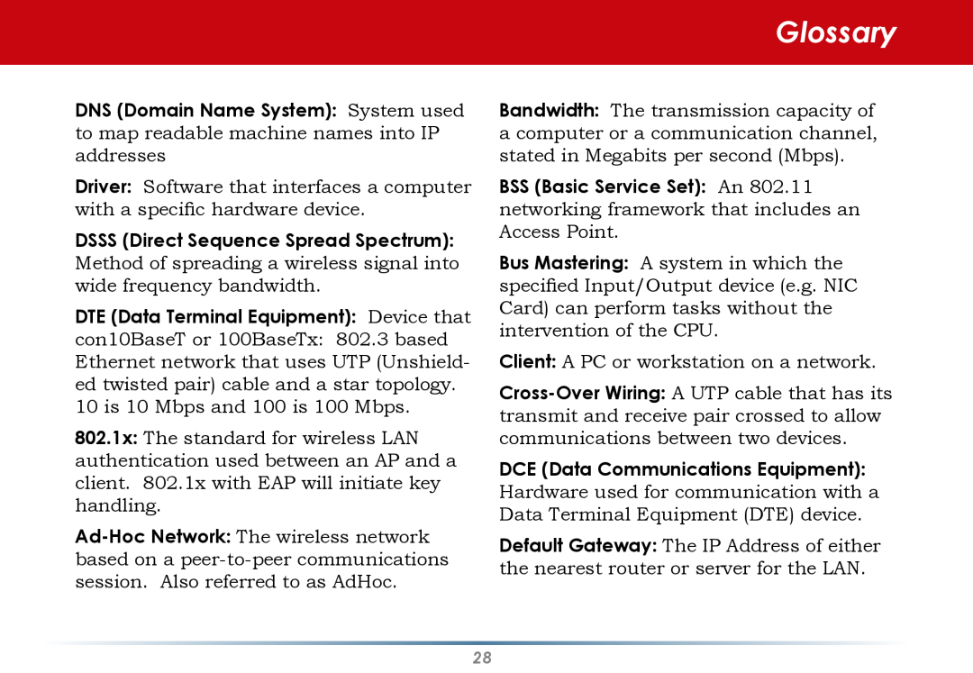 Buffalo Technology WLI-CB-AG300NH user manual Glossary, DTE Data Terminal Equipment Device that 