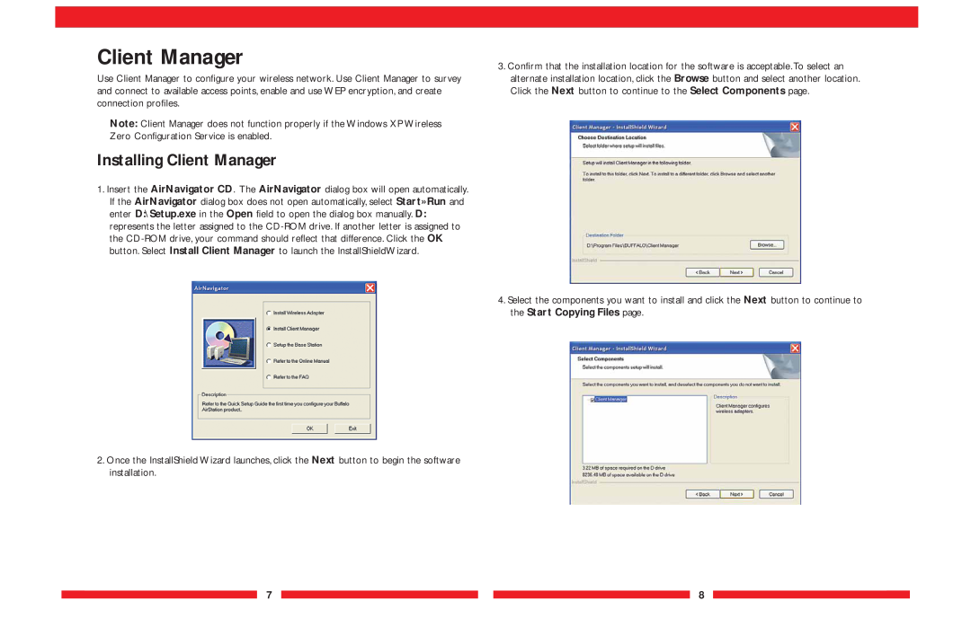 Buffalo Technology WLI-CB-G54A user manual Installing Client Manager 