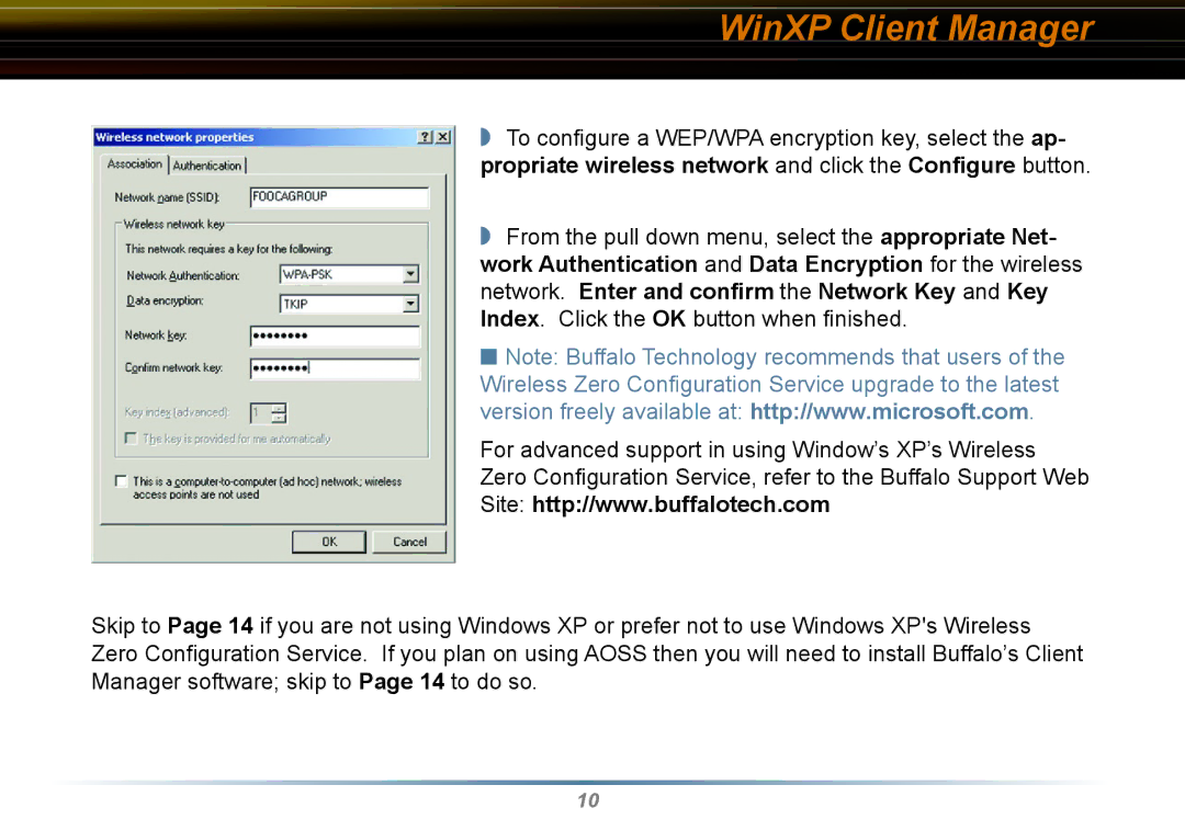 Buffalo Technology WLI-CB-G54HP user manual Propriate wireless network and click the Conﬁgure button 