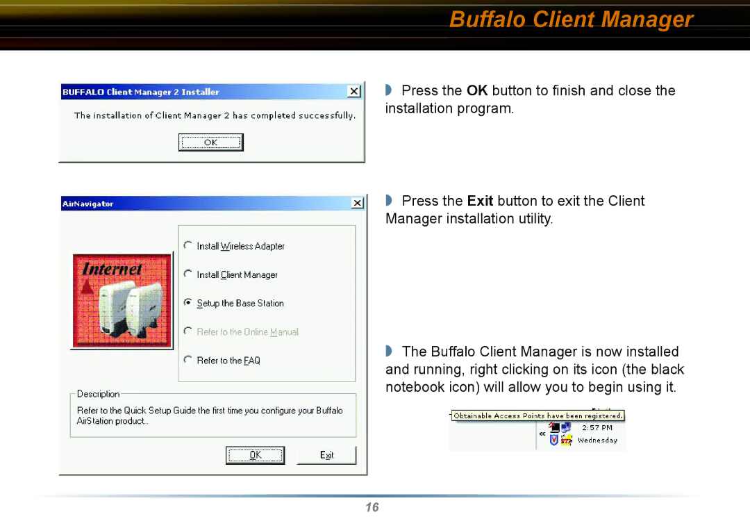 Buffalo Technology WLI-CB-G54HP user manual Buffalo Client Manager 