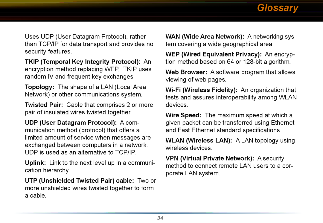 Buffalo Technology WLI-CB-G54HP user manual Glossary 