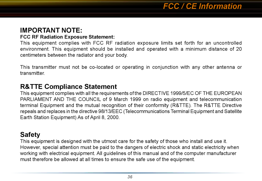 Buffalo Technology WLI-CB-G54HP user manual TTE Compliance Statement, Safety 