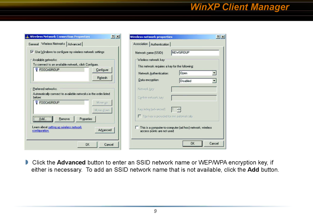 Buffalo Technology WLI-CB-G54HP user manual WinXP Client Manager 