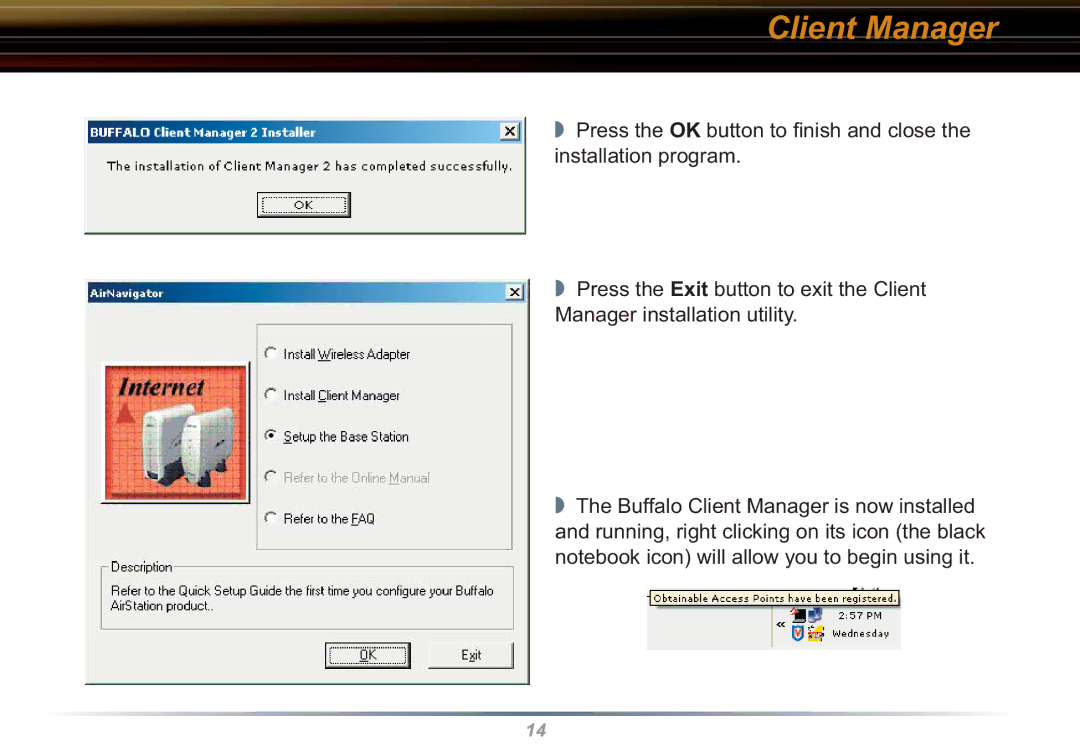 Buffalo Technology WLI-CB-G54L user manual Client Manager 