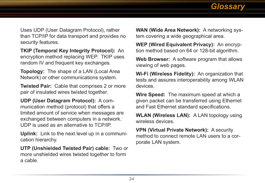 Buffalo Technology WLI-CB-G54L user manual Glossary 