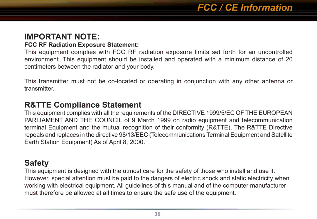 Buffalo Technology WLI-CB-G54L user manual TTE Compliance Statement, Safety 