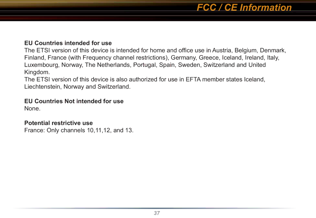 Buffalo Technology WLI-CB-G54L user manual EU Countries Not intended for use 