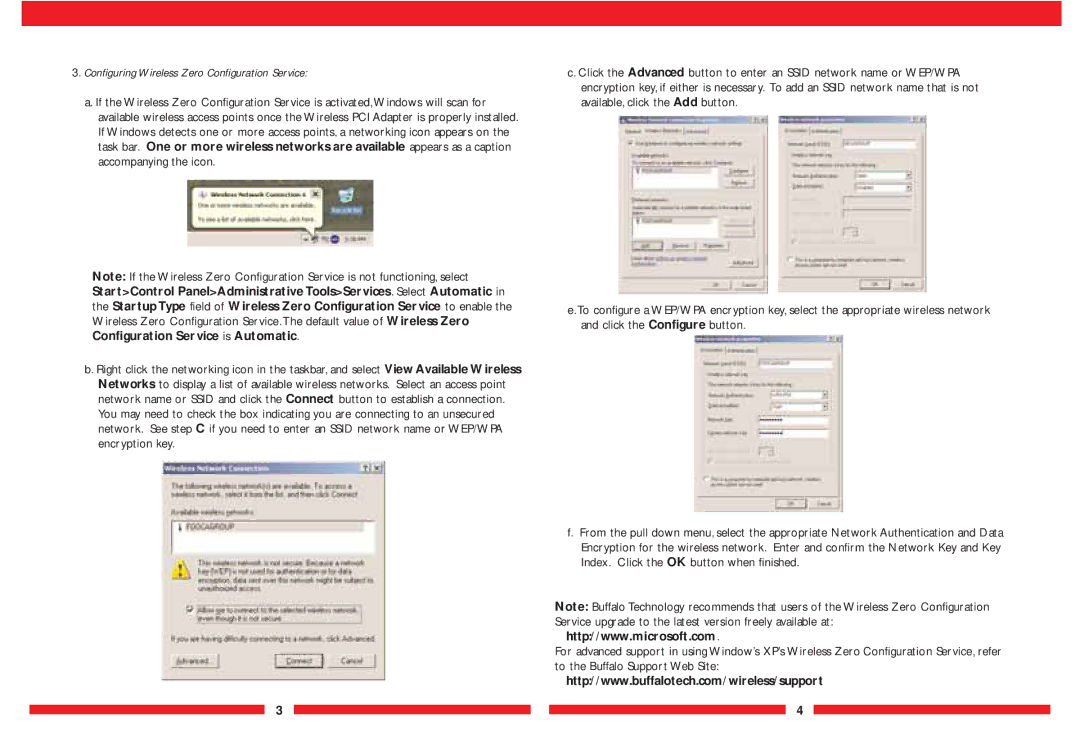 Buffalo Technology WLI-PCI-G54 user manual Configuring Wireless Zero Configuration Service 