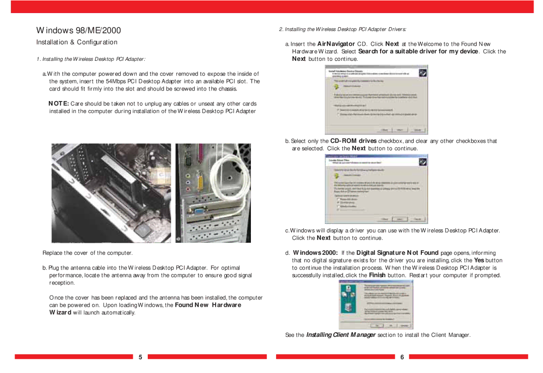 Buffalo Technology WLI-PCI-G54 user manual Windows 98/ME/2000 