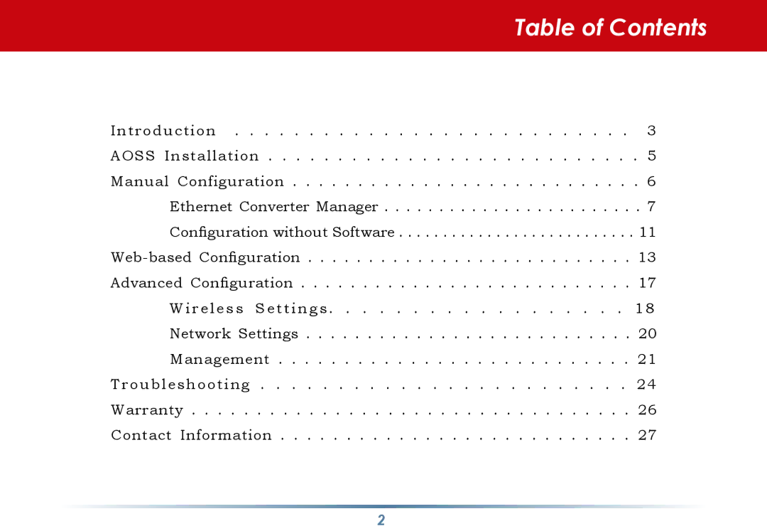 Buffalo Technology WLI-TX4-G54HP user manual Table of Contents 