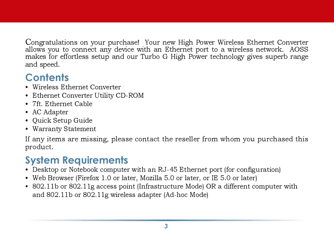 Buffalo Technology WLI-TX4-G54HP user manual Contents 