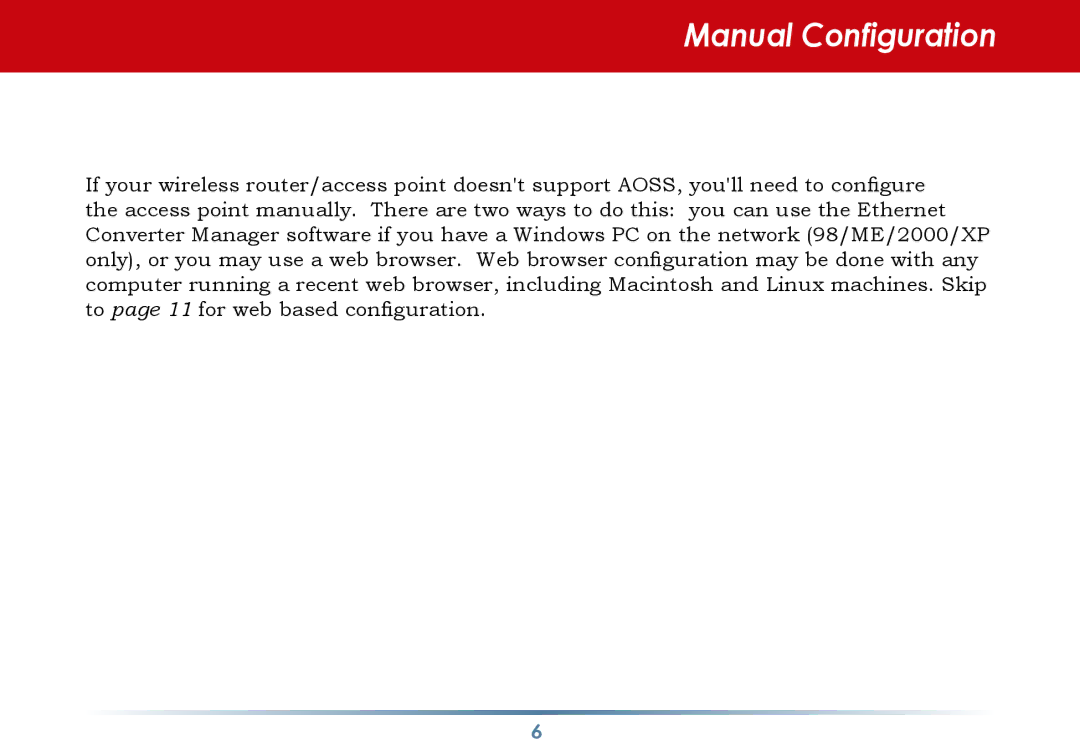 Buffalo Technology WLI-TX4-G54HP user manual Manual Configuration 