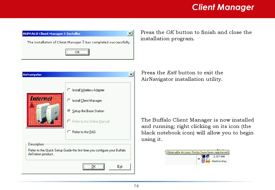 Buffalo Technology WLI-U2-AG108HP user manual Client Manager 