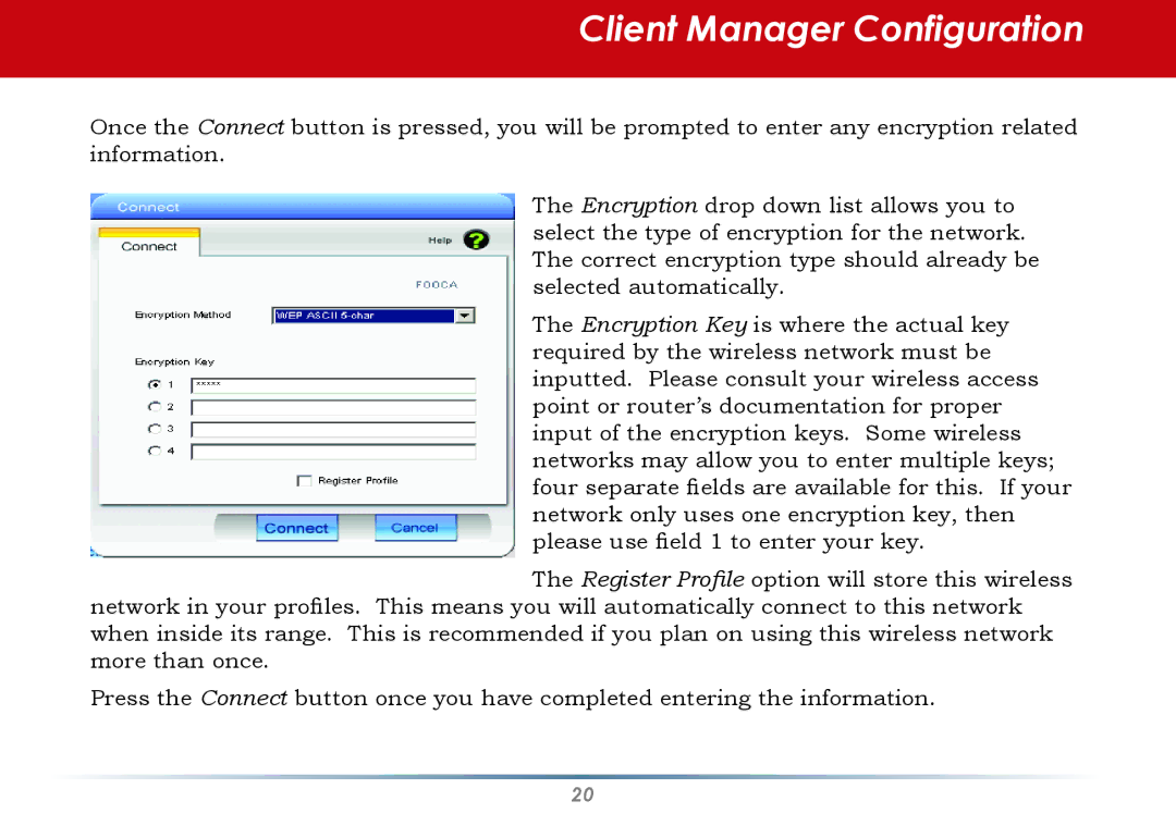 Buffalo Technology WLI-U2-AG108HP user manual Client Manager Configuration 