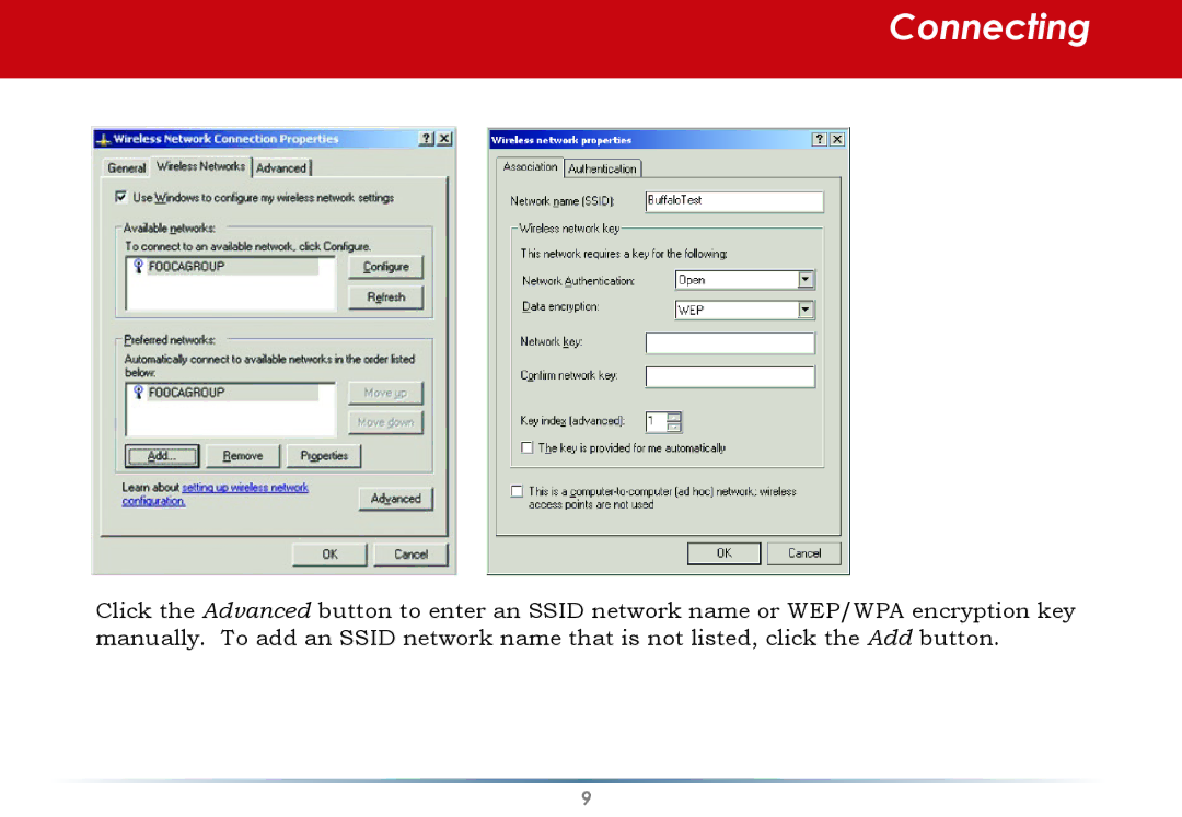 Buffalo Technology WLI-U2-AG108HP user manual Connecting 