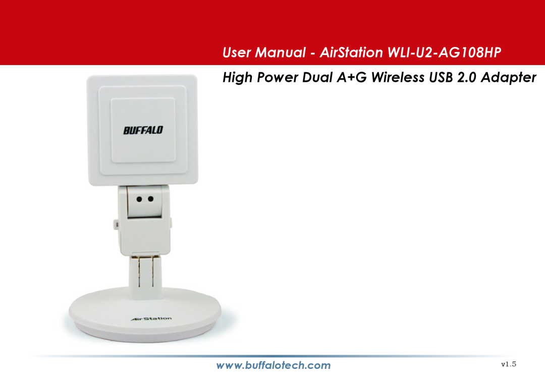 Buffalo Technology WLI-U2-AG108HP user manual User Manual, WLI2-USB-G54, USB Adapter, v1.5 