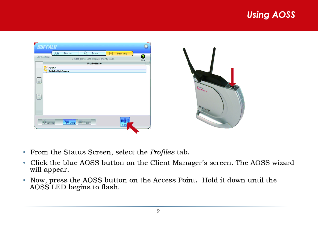 Buffalo Technology WLI-U2-G300N quick start Using Aoss 