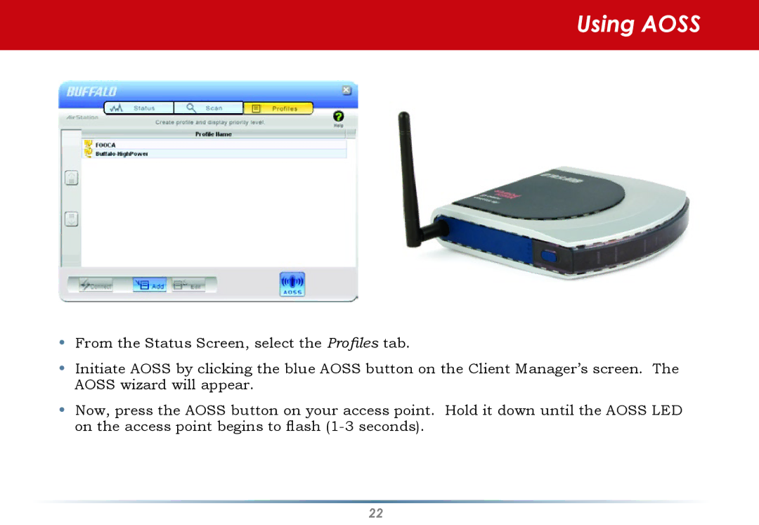 Buffalo Technology WLI-U2-KG125S user manual Using Aoss 