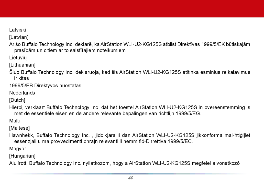 Buffalo Technology WLI-U2-KG125S user manual 