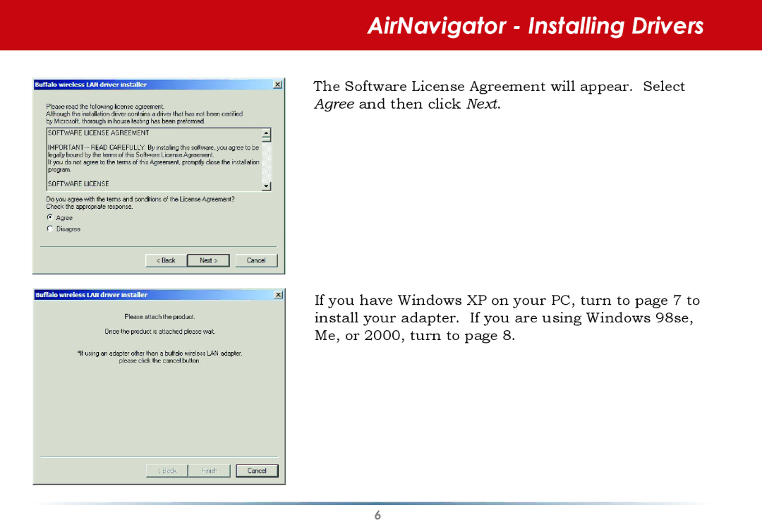 Buffalo Technology WLI-U2-KG125S user manual AirNavigator Installing Drivers 