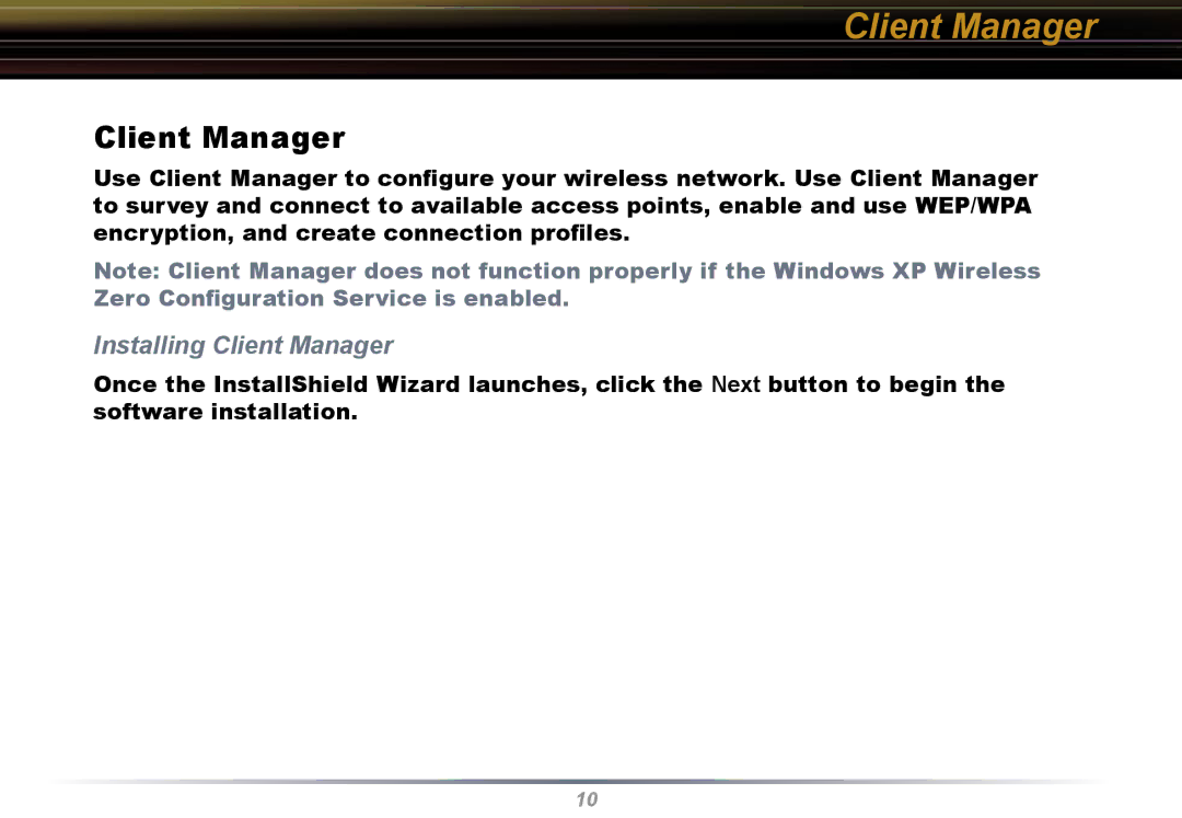 Buffalo Technology WLI-U2-KG54 user manual Installing Client Manager 